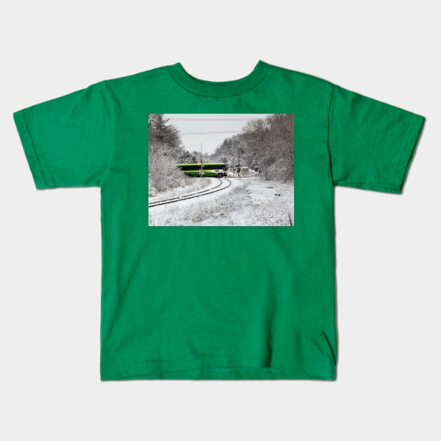 Go Bus On Tracks Kids T-Shirt by Robert Alsop